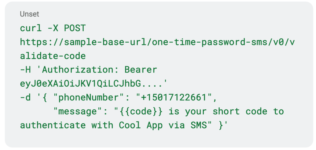 Open Gateway one-time passcode API via SMS