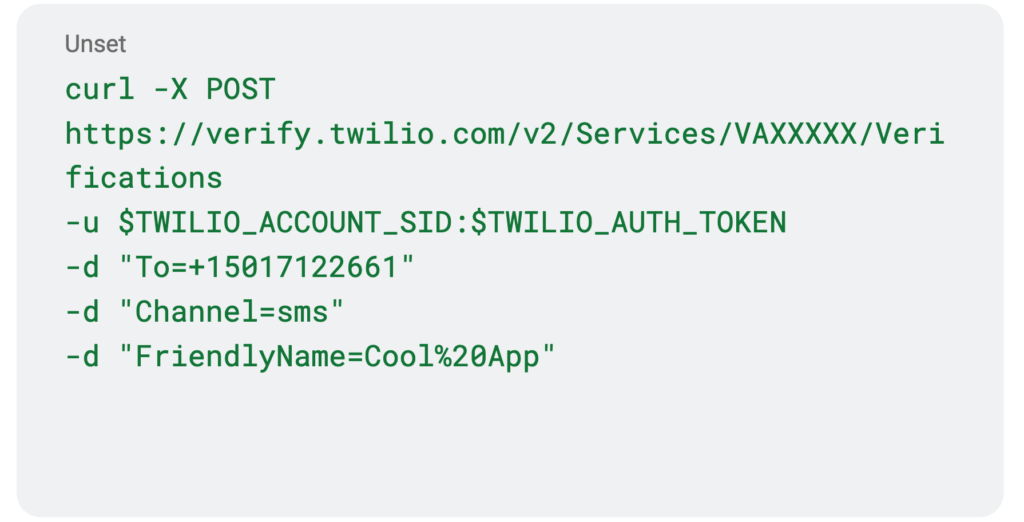 Twilio one-time passcode API via SMS